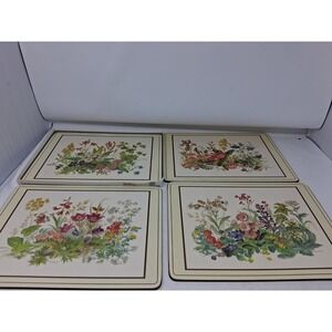 Pimpernel Placemats Meadow Flowers Illustrated by H Bond Set of 4 Cork  Vtg H